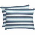 thumbnail image 1 of Blue Striped Pillow Cases Queen Size Set of 2, Smooth Satin Pillowcase for Hair and Skin, Modern Gradient Abstract Lines Aesthetic Decorative Cooling Bed Pillow Covers with Zipper, 20x30 Inches, 1 of 5