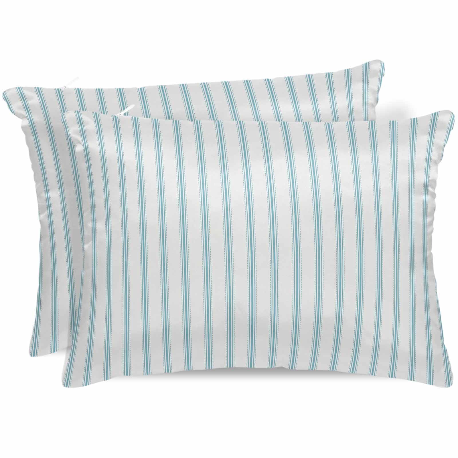 Blue Striped Pillow Cases Standard Size Set of 2, Smooth Satin