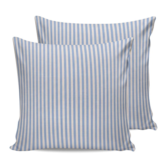 Blue Striped Pillow Covers 20x20 Set of 2, Square Cushion Cases