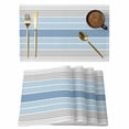 thumbnail image 1 of Blue Striped Placemats Set of 12 Modern Minimalist Gradient Lines Aesthetic Place Mats Indoor Wipeable Table Mats Washable Cloth Dining Table Placemats for Kitchen Holiday Party Home Decor 13x19 Inch, 1 of 9