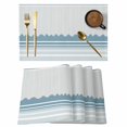 thumbnail image 1 of Blue Striped Placemats Set of 4, Abstract Modern Geometric Stripes Placemats for Dining Table, Place Mats for Kitchen Tabletop, Waterproof Wipeable Dining Table Mats Set, 1 of 9