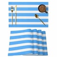 thumbnail image 1 of Blue Striped Placemats Set of 6 Modern Simple Monochrome Geometric White Place Mats Indoor Wipeable Table Mats Washable Cloth Dining Table Placemats for Kitchen Holiday Party Home Decor 13x19 Inch, 1 of 9