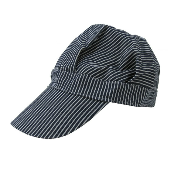 Blue Striped Railroad Engineer Cap Railfan Hobby Hat RR Costume Accessory