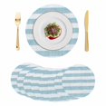 thumbnail image 1 of Blue Striped Round 15 Inch Placemats Set of 8, Rustic Farmhouse Stripes HeatResistant Non Slip Place Mats for Dining Table, Wipeable Braided Kitchen Table Mats for Housewarming, 1 of 9