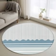 thumbnail image 1 of Blue Striped Round Area Rug 4Ft Washable Circle Rugs for Bedroom Dining Room, Abstract Modern Geometric Stripes Non-Slip Carpet Floor Mats Indoor Outdoor Carpet Runner Aesthetic Home Decor, 1 of 8