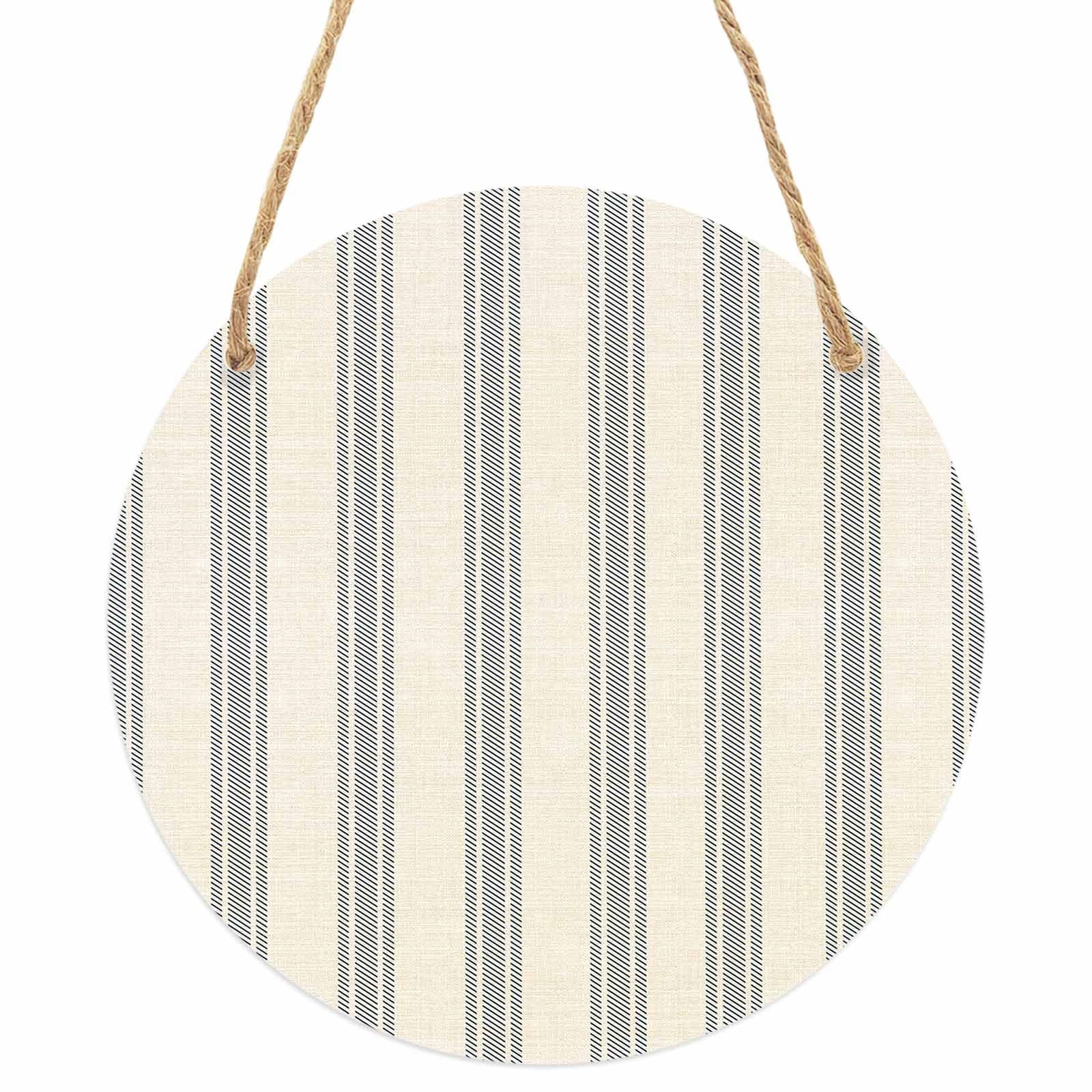 Blue Striped Round Front Door Welcome Sign, 5.9 Inch Wall Hanging Decor ...