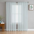 thumbnail image 1 of Blue Striped Semi Sheer Curtains 72 Inch Length 2 Panels Set, Blue White Stripes Farmhouse Sheer Kitchen Curtain Privacy Voile Window Curtain for Living Room Bedroom Rod Pocket Drapes, 1 of 7
