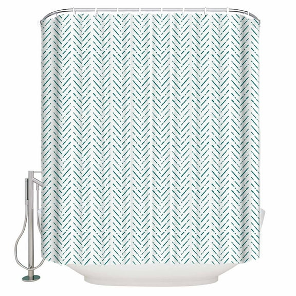 Blue Striped Shower Curtain, 72" x 72", Geometric Waterproof Bathroom Curtain Washable Shower Curtain Set with 12 Hooks