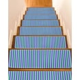 thumbnail image 1 of Blue Striped Stair Treads Non Slip for Steps Simple Purple Stripes Modern Style 10 Pcs Reusable Adhesive Stair Runner Mats for Dogs Elders Carpet Treads Rugs for Staircase 8x30 In, 1 of 7