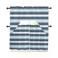 thumbnail image 1 of Blue Striped Swag Kitchen Curtains Sets for Windows 24 Inch Length, Modern Gradient Abstract Lines Aesthetic Short Window Curtain Panels Swags Valances and Tiers 3 Piece Set for Cafe/Dining Room, 1 of 5