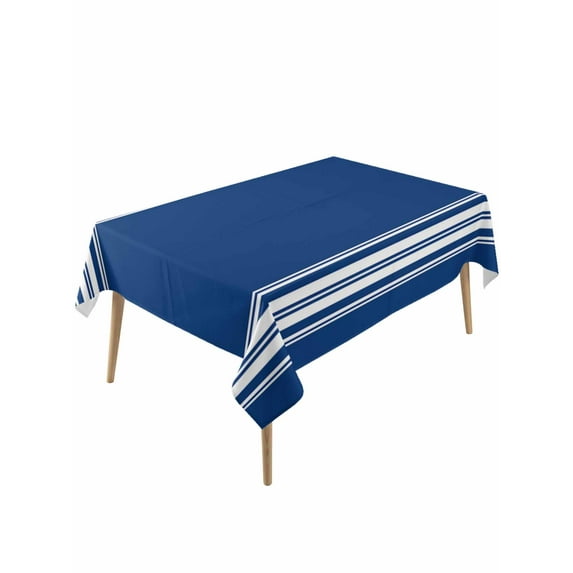 Blue Striped Table Cloth, Farmhouse Blue White Stripes Waterproof Tablecloth for Rectangle Tables, Reusable Washable Fabric Table Cover for Restaurant Kitchen Dining Tables 54"x108"
