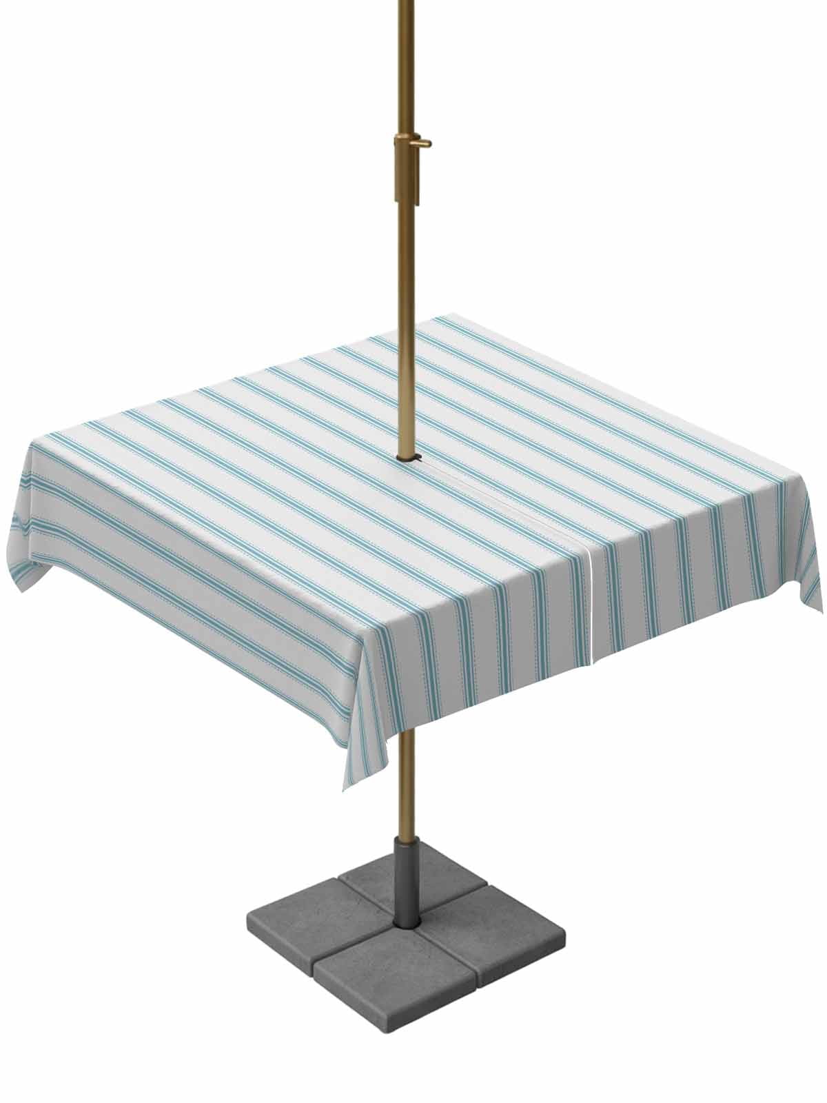 Blue Striped Table Cloth Rectangle Outdoor Tablecloth, Blue White ...