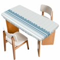 thumbnail image 1 of Blue Striped Table Cloths for 3 Foot Rectangle Tables, Abstract Modern Geometric Stripes Patio Waterproof Elastic Fitted Tablecloths, Washable Rectangular Table Cover for Camping, 1 of 8