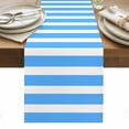 thumbnail image 1 of Blue Striped Table Runner - 72 Inch Long, Kitchen Dining Table Runner Dresser Scarves, Modern Simple Monochrome Geometric White Farmhouse Decor for Coffee Tables Wedding Party Banquet, 1 of 8
