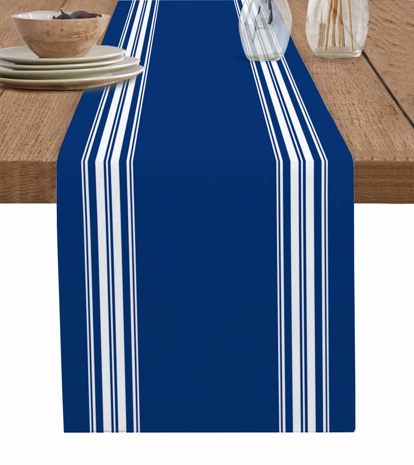 Blue striped table runner farmhouse blue white stripes tablerunners 13