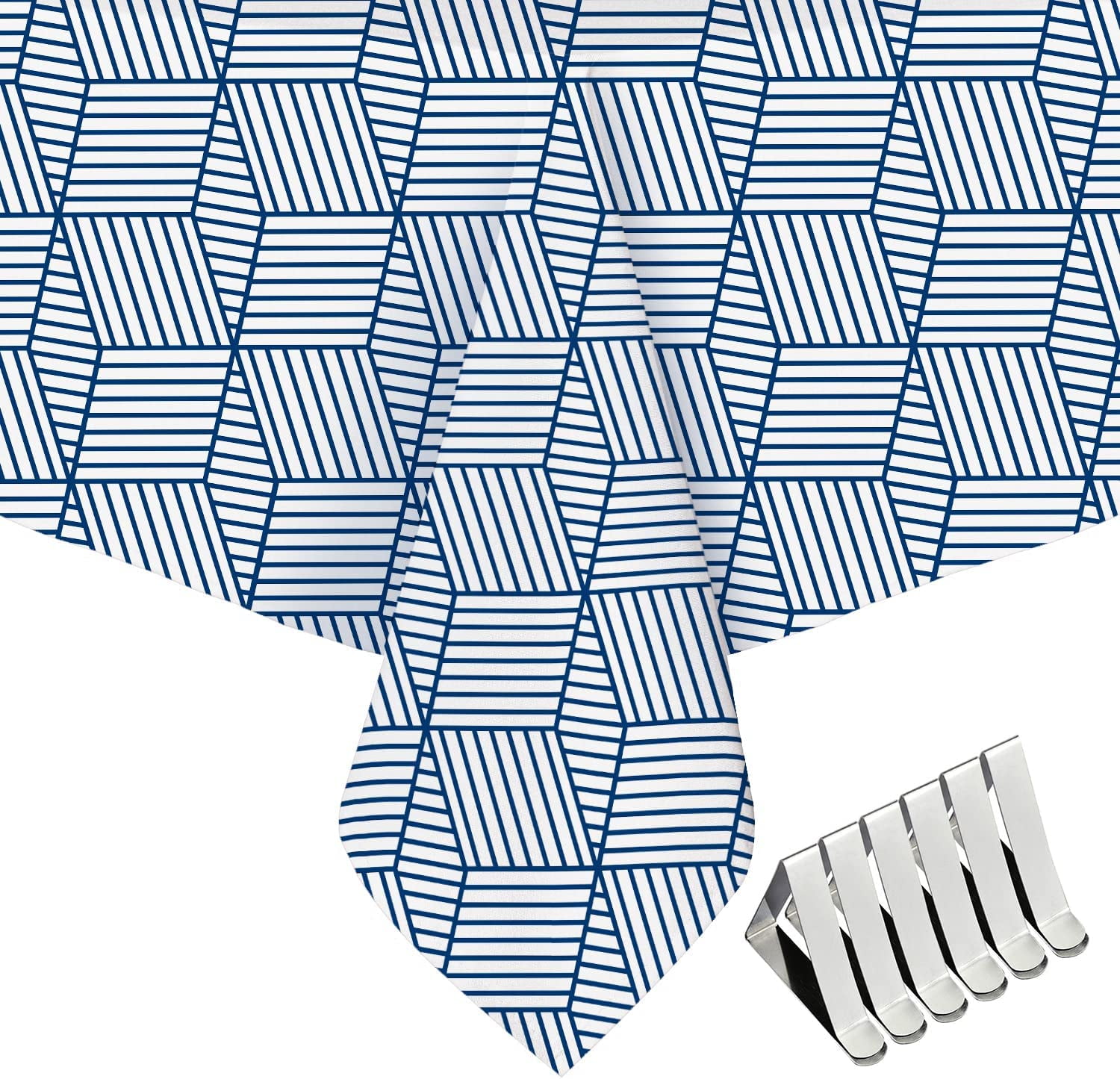 Blue Striped Tablecloth, Modern Tablecloth, Geometric Tablecloth ...