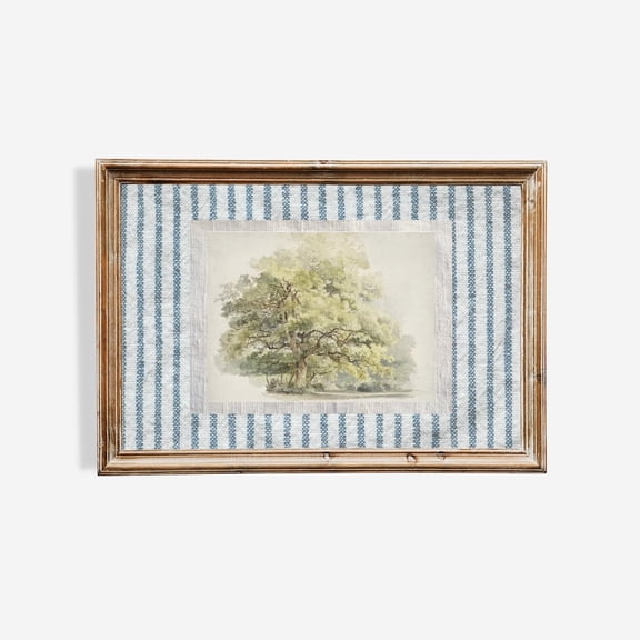 Blue Striped Vintage French Country Wall Art Farmhouse Wall Print Cottage Core Vintage Nursery Landscape Sketch Grand Millennial Decor