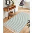 thumbnail image 1 of Blue Striped Washable Area Rug 3'x5', Blue White Stripes Farmhouse Woven Cotton Tassels Kitchen Rugs, Non Slip Indoor Door Mat Throw Carpet for Entryway Living Room Nursery Laundry Room, 1 of 9