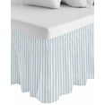 thumbnail image 1 of Blue Striped Wrap Around Bed Skirts for Queen Bed 18" Drop, Bed Skirt with Adjustable Elastic Belt Dust Ruffle Bed Valance for Bedroom Hotel Luxury Blue White Stripes Farmhouse Bed Frame Cover, 1 of 7