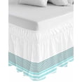 thumbnail image 1 of Blue Striped Wrap Around Bed Skirts for Queen Bed 18" Drop, Bed Skirt with Adjustable Elastic Belt Dust Ruffle Bed Valance for Bedroom Hotel Luxury Modern Farmhouse Stripes Bed Frame Cover, 1 of 7