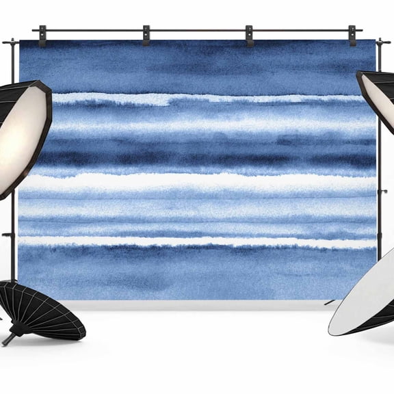 Blue Stripes Backdrop for Photography,Fabric Photo Background Backdrop,Watercolor Retro Ombre Abstract Tie Dye Art Photo Booth Background for Portrait Photoshoot Video Wedding Studio Banner 12x8ft