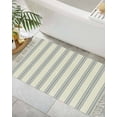thumbnail image 1 of Blue Stripes Bath Rug 2x3ft Woven Bathroom Entryway Runner Rug,Minimalist Modern Striped Geometric Washable Living Room Hallway Bedroom Kitchen Carpet with Tassels,Indoor Outdoor Throw Doormat, 1 of 5