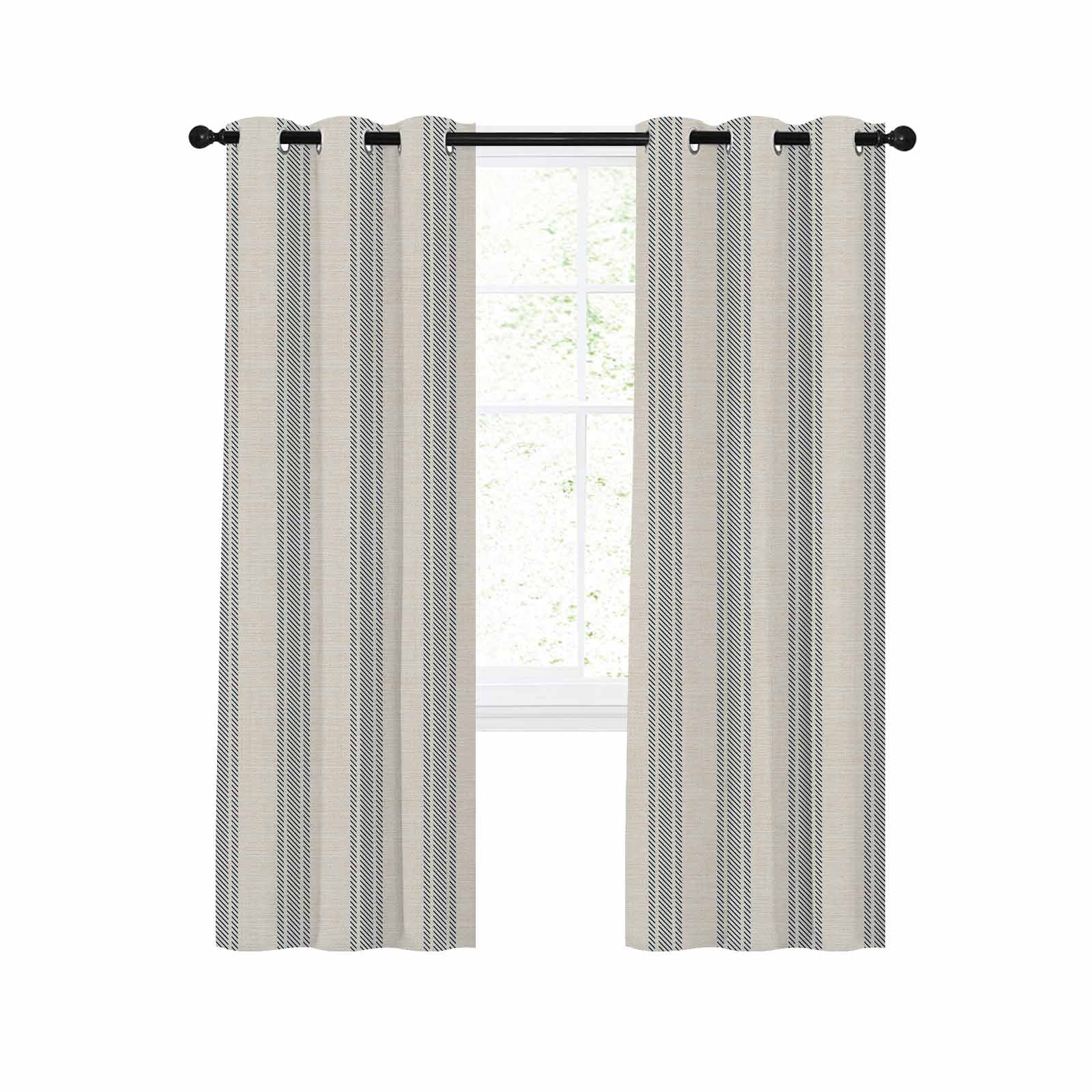 Blue Stripes Blackout Curtains 45 Inches Long for Bedroom, Modern ...