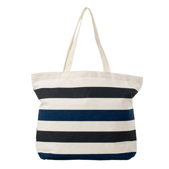 Blue Stripes Canvas Shopping Tote Bag