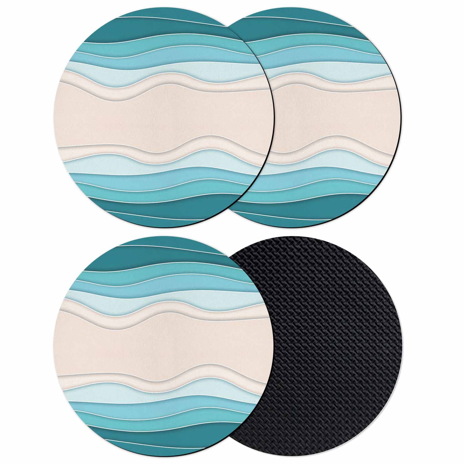 Blue Stripes Coasters Set of 4, Absorbent Coasters for Drinks, Modern ...