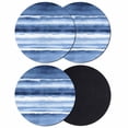 thumbnail image 1 of Blue Stripes Coasters Set of 4, Absorbent Coasters for Drinks, Watercolor Retro Ombre Abstract Tie Dye Art Coaster for Desk Coffee Table Protection, Home Decor House Warming Gifts 4", 1 of 8
