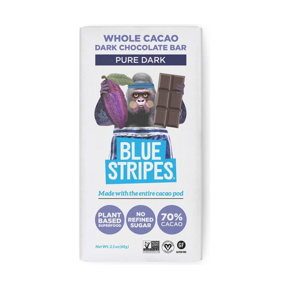 Blue Stripes Dark Chocolate Pure Bar 2.1 oz (Pack Of 12)