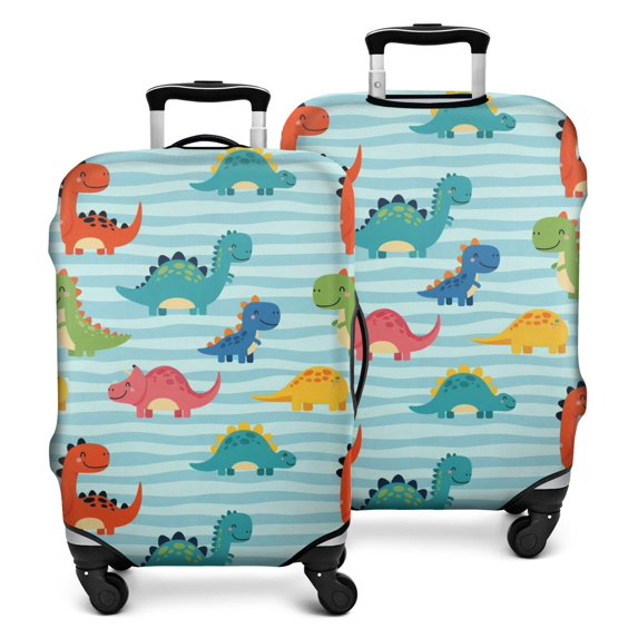 Blue Stripes Dinosaurs Pattern Luggage Cover Fashion Suitcase Cover Baggage Covers Fit 25-28 Inch Luggage (Go Travel)