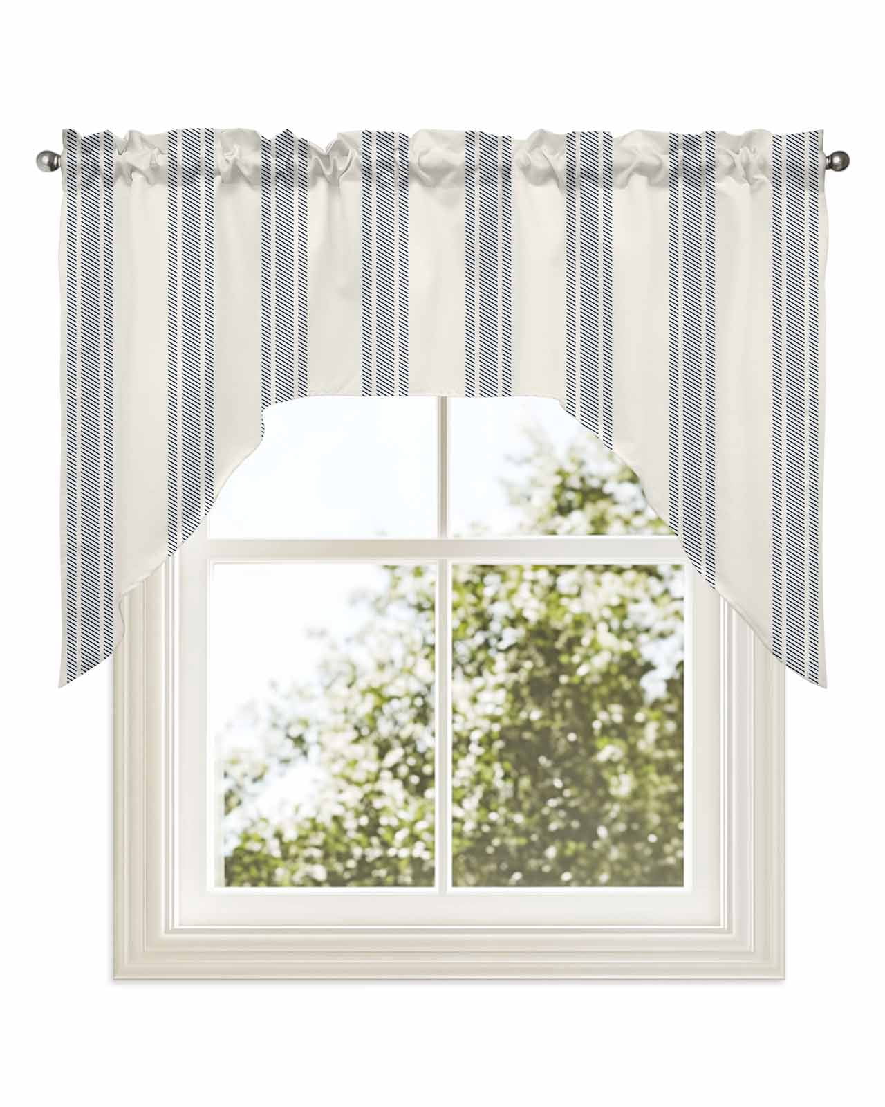 Photo inspiration: Picture Idea: Blue Stripes Kitchen Curtains Swag Valance For Windows Bathroom Cafe