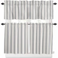 thumbnail image 1 of Blue Stripes Kitchen Curtains and Valances Set, Rod Pocket Curtains Tier Farmhouse Window Curtains 36 Inch Length, Modern Minimalism Geometric Line Rustic 3 Piece Kitchen Curtains Set, 1 of 6