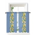 thumbnail image 1 of Blue Stripes Lemon Curtains 45 Inch Length, Sheer Curtains for Bedroom Living Room Window Spring Fruit Flowers Leaves Line Rod Pocket Voile Drapes Kitchen Curtains Small Half Window 52"x45" 2 Panels, 1 of 6