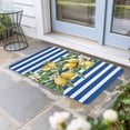 thumbnail image 1 of Blue Stripes Lemon Door Mat Indoor Outdoor, Spring Fruit Flowers Leaves Line Non Slip Welcome Mat with Rubber Backing, Absorbent Fabric Front Door Mats Entryway Rug for Home Patio Entrance 20"x31.5", 1 of 9