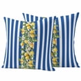 thumbnail image 1 of Blue Stripes Lemon Outdoor Waterproof Pillow Covers, Spring Fruit Flowers Leaves Line Decorative Square Throw Pillowcase Sofa Cushion Sham for Patio/Couch/Chair, 24"x24" 2 Pack, 1 of 8