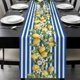 thumbnail image 1 of Blue Stripes Lemon Table Runner 36 Inches Long, Spring Fruit Flowers Leaves Line Kitchen Coffee Dining Table Decoration for Home Party Birthday Wedding Home Decor 13x36 Inches, 1 of 8