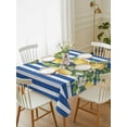 thumbnail image 1 of Blue Stripes Lemon Tablecloth Rectangle Table Cloth 60x84, Waterproof Tablecloth Outdoor Table Cloth, Spring Fruit Flowers Leaves Line Washable Table Cover for Kitchen Dinning Party, 1 of 8