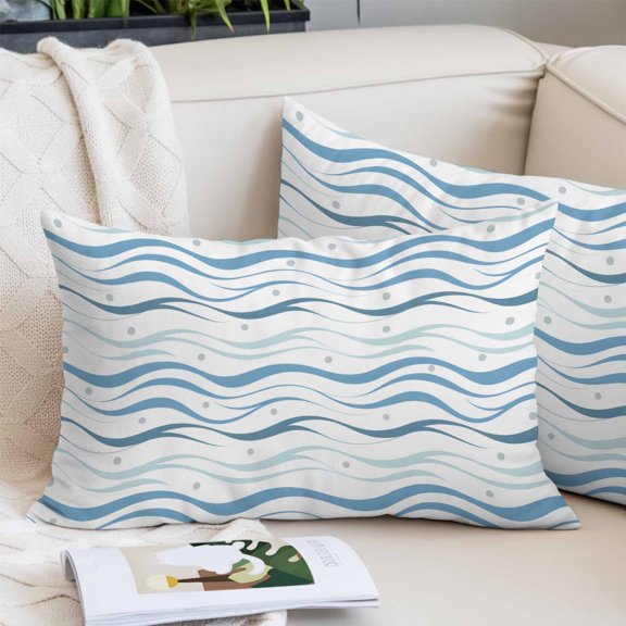 Blue Stripes Pillow Covers 12"x20", Modern Gradient Abstract Ocean Waves Lines Soft Brushed Microfiber Breathable Throw Pillow Covers, Pillowcase with Zipper for Couch Sofa Bedroom Living Room