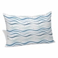 thumbnail image 1 of Blue Stripes Pillow Covers, Linen Long Throw Pillow Case, Modern Gradient Abstract Ocean Waves Lines Holiday Pillow Protector Decorative Cushion Cover for Living Room/Bedroom 20" x 36", 1 of 8