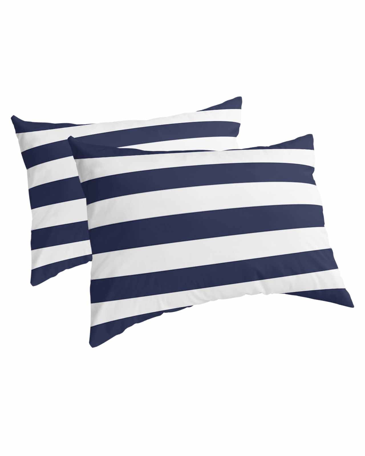 Blue Stripes Pillow Covers Queen Size 2 Pack, Simple Blue White Texture Soft Bed Throw Pillowcases Breathable Cooling Long Lumbar Body Pillow Sham Cover for Bed Sofa 20''x30''