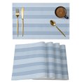 thumbnail image 1 of Blue Stripes Placemats Set of 12 Modern Simple Geometric Striped Pattern Place Mats Indoor Wipeable Table Mats Washable Cloth Dining Table Placemats for Kitchen Holiday Party Home Decor 13x19 Inch, 1 of 9