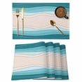 thumbnail image 1 of Blue Stripes Placemats Set of 4 Modern Gradient Abstract Striped Lines Place Mats Indoor Wipeable Table Mats Washable Cloth Dining Table Placemats for Kitchen Holiday Party Home Decor 13x19 Inch, 1 of 9