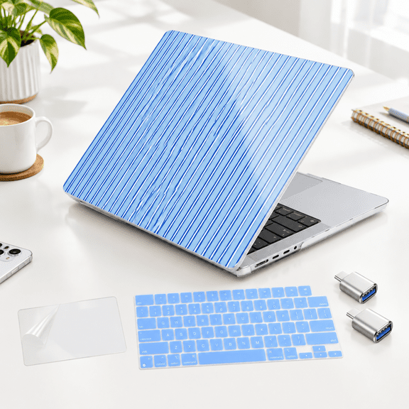 Blue Stripes Plastic Hard Shell Protector for 16 Inch MacBook Pro M5 M4 M3 M2 M1 Pro/Max