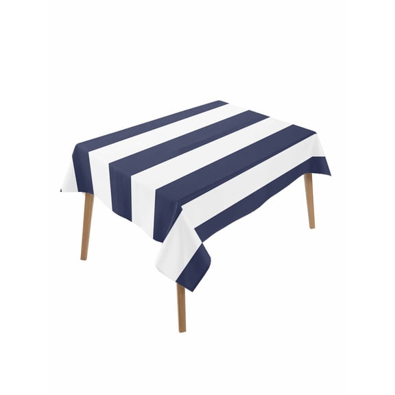 Blue Stripes Rectangle Tablecloth, Simple Blue White Texture Waterproof & StainResistant Tablecloth, Washable Oil-proof Table Cover for Dining/Party/Wedding/Camping/Buffet 52x70 In