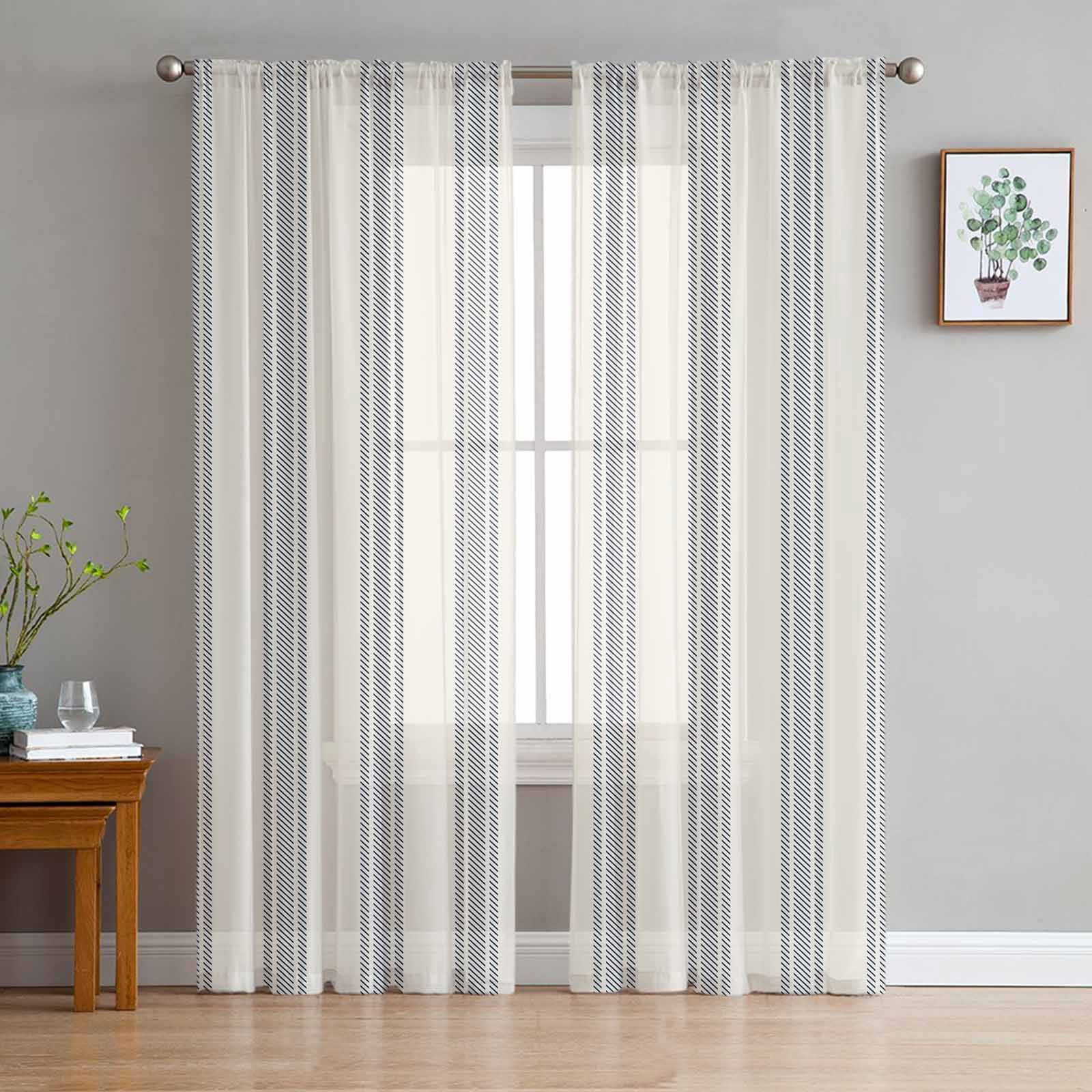 DUALIFE Black Sheer Curtains - 72 Inch Length, Set Of 2 Panels, Rod Pocket, Semi-Translucent - View #11