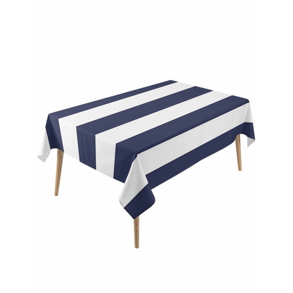 Blue Stripes Table Cloth, Simple Blue White Texture Waterproof Tablecloth for Rectangle Tables, Reusable Washable Fabric Table Cover for Restaurant Kitchen Dining Tables 60"x120"