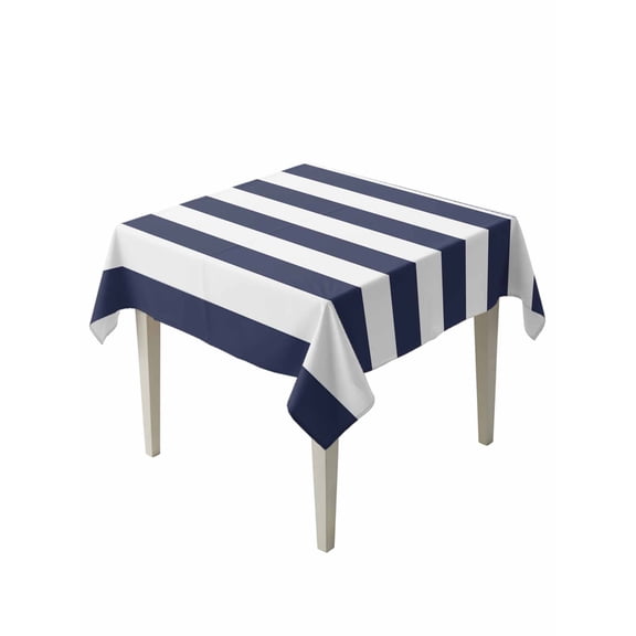 Blue Stripes Table Cloth, Simple Blue White Texture Waterproof Tablecloth for Square Tables, Reusable Washable Fabric Table Cover for Restaurant Kitchen Dining Tables 60"x60"
