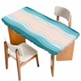 thumbnail image 1 of Blue Stripes Table Cloths for 4 Foot Rectangle Tables, Modern Gradient Abstract Striped Lines Patio Waterproof Elastic Fitted Tablecloths, Washable Rectangular Table Cover for Camping, 1 of 8
